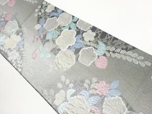 ふくれ織花葉模様織出し袋帯